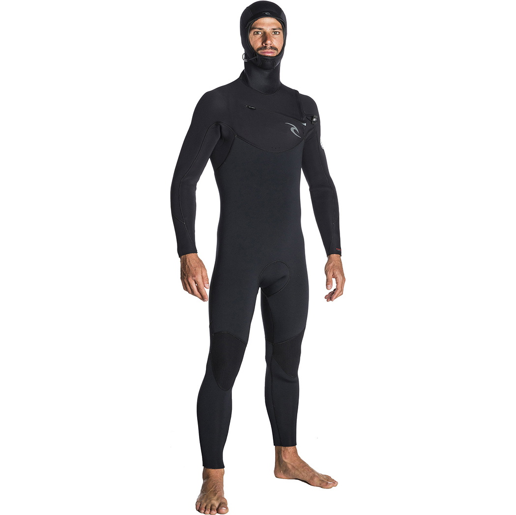 2019 Rip Curl Dawn Patrol 5/4mm Hooded Chest Zip Wetsuit BLACK WSM7SM
